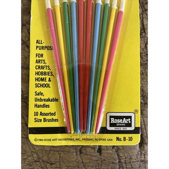 Vintage Rose Art Artist Brushes Painting 10 Shed Proof Brushes NOS - Picture 2 of 5